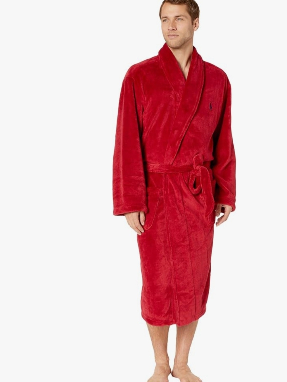 Men's Red Plush Robe